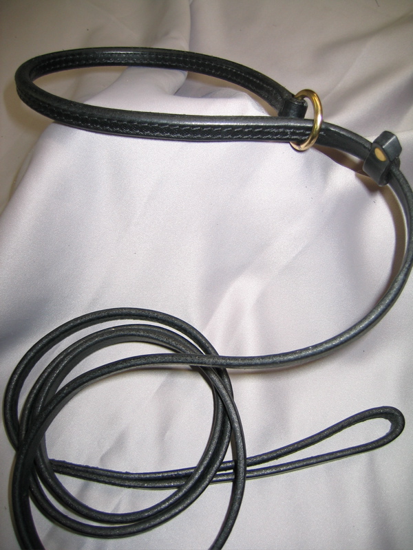 Custom Leather Dog Rolled Throat Slip Leash - Hogan Custom Leather